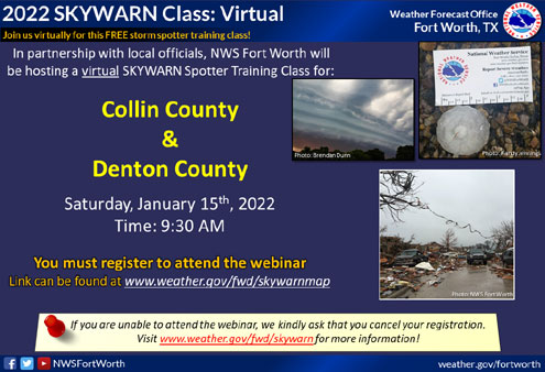 Skywarn Spotter Training Schedule 2022 Collin County, Denton County Storm Spotter Training Program Scheduled For  Jan. 15 - North Texas E-News