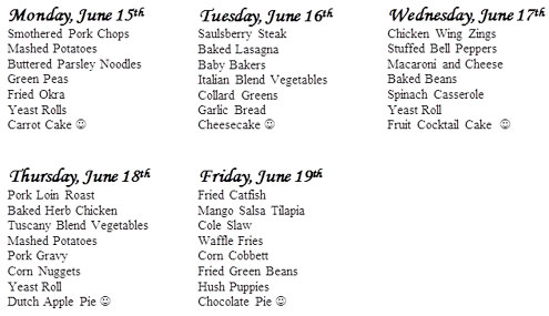 This week's menu at TMC-Bonham's Cafe D - North Texas e-News