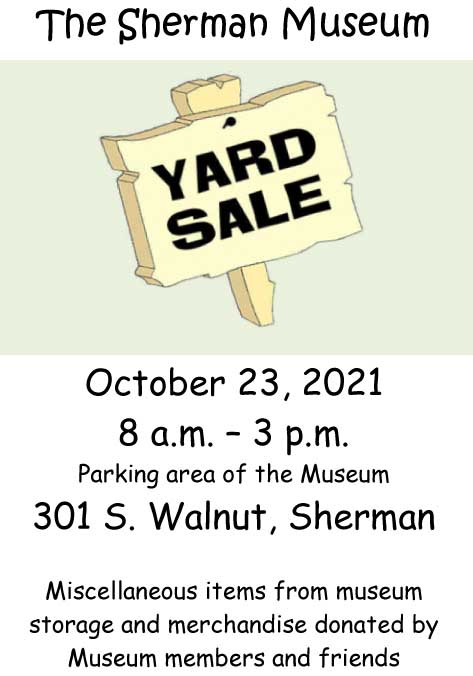 Yard Sale at The Sherman Museum Oct. 23 - North Texas e-News